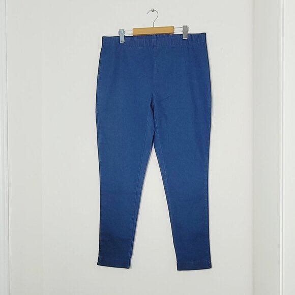Penman Blue Cotton Blend High Rise Pull-On Elastic Waist Ankle Jean Plus Sz 16W - Picture 1 of 9